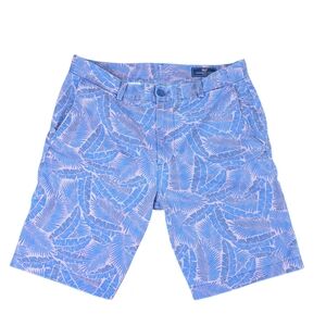 Blue Leaf Print Men's Shorts